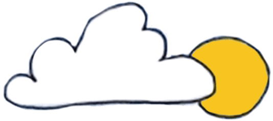 a child's drawing of the sun and a cloud